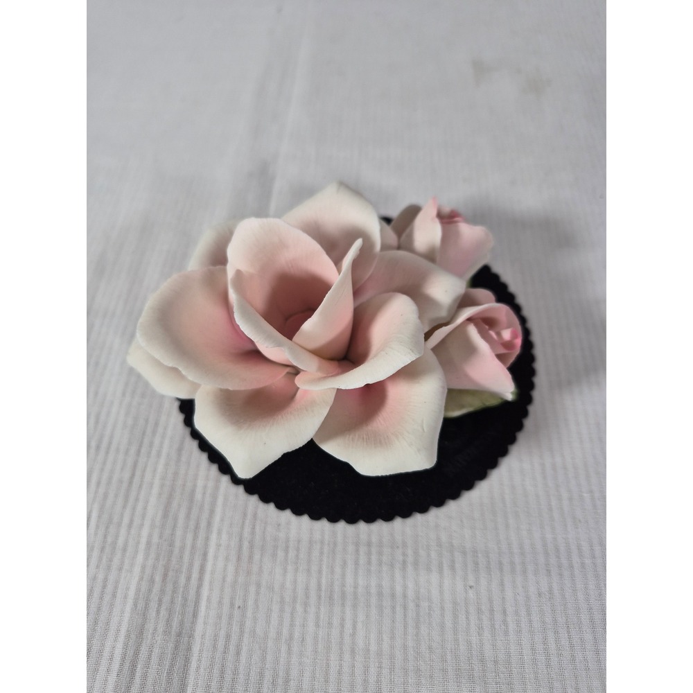 Napoleon Capodimonte Porcelain Pink Rose Figurine Made in Italy Floral Sculpture